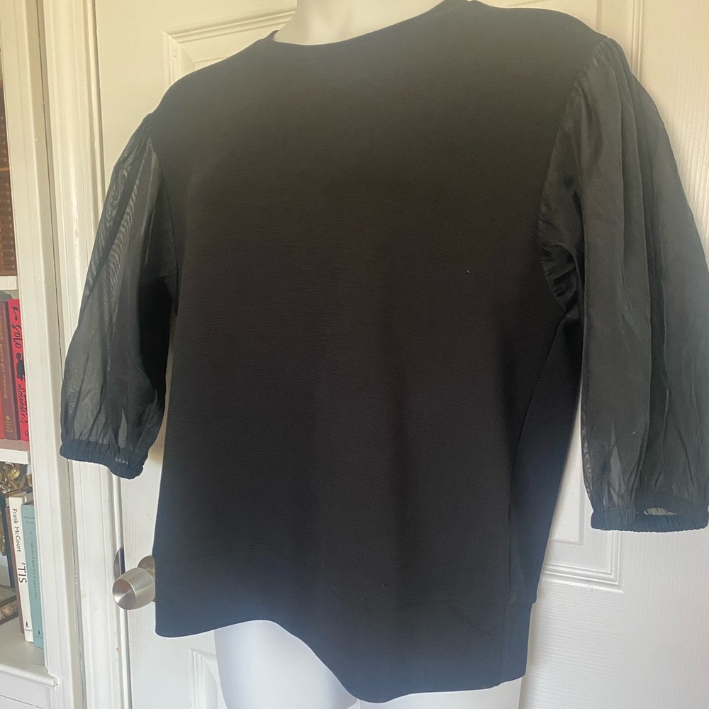 Black top with organza sleeves